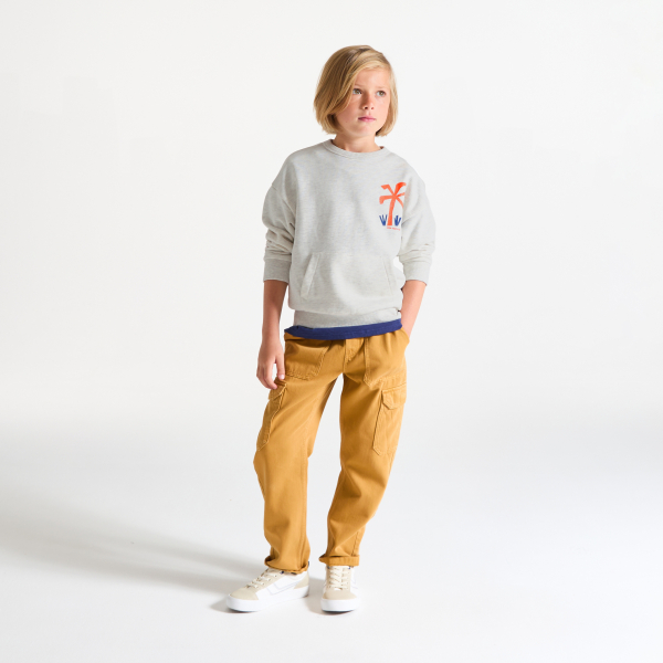 سويت شيرت من الصوف الناعم الملتف باللون الرمادي للأولاد